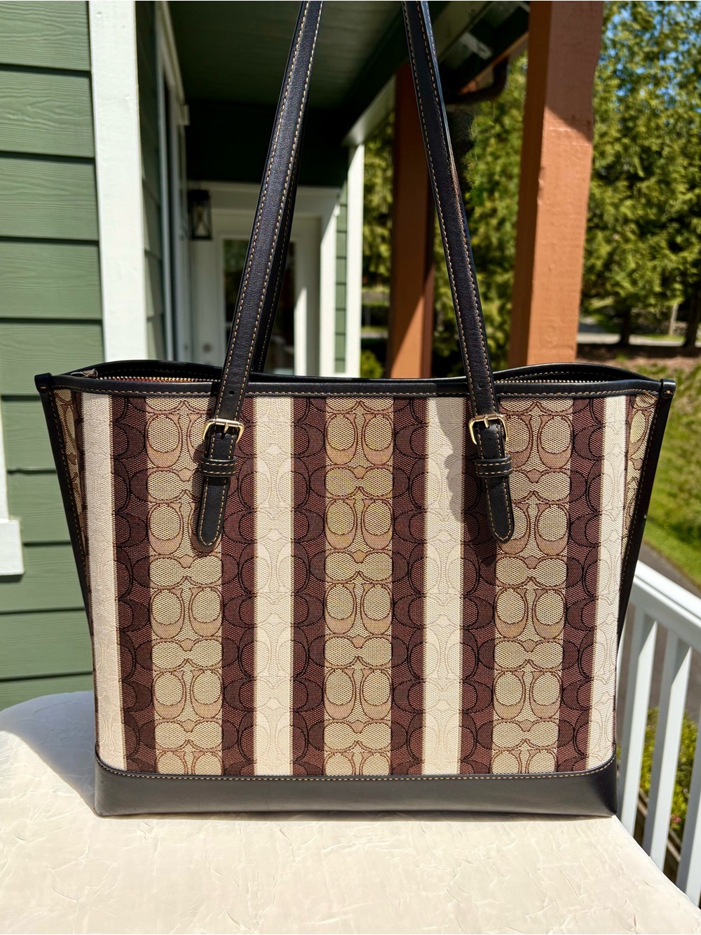 COACH Large Mollie Tote Bag
In Signature Jacquard With Stripes C4008 - Picture 5 of 14